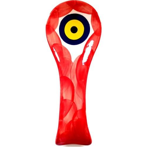 Evil Eye Beaded Ceramic Countertop Red Spoon Holder