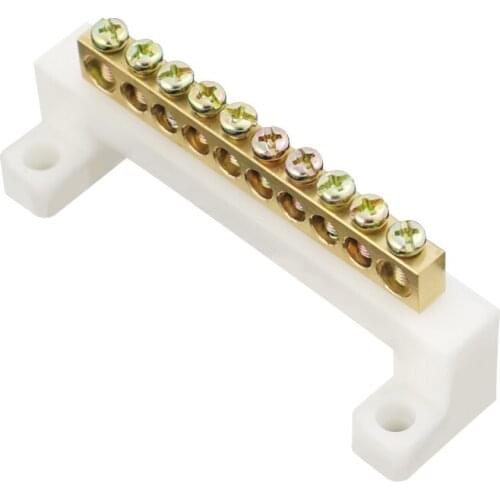 1PCS White Bridge Design Zero Line 5 7 10 Positions Copper Grounding Strip Terminal Block Connector for Distribution cabinet