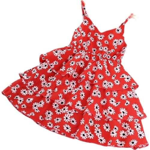 2021 childrens dress summer girl daisy print suspender princess dress fashion childrens beach dress 1-5 years old