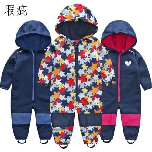 Childrens ski suits soft shell childrens jumpsuits boys and girls jumpsuits warm waterproof windproof thin section
