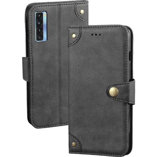 For TCL 20L Case 6.67" Retro Magnetic Flip Wallet Leather Capa Case For TCL 20L 5G T774H Cover Unique Metal Buckle Design