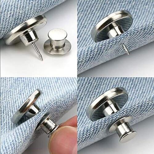 1/10pcs Retro Adjustable Detachable Jeans Pin Buttons Nail Sewing-free Metal Buckles For Clothing Diy Garment Accessories