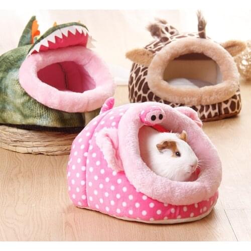 Cartoon Shape Soft Warm Small Pet House Guinea Pig Hamster Hedgehog Squirrel Nest Kawaii Pet Bed Small-Animal-Supplies