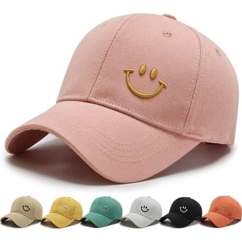 Mens and Womens Fashion Trend Four-Season Hat Korean Style Smiling Face Hat Sun-Proof Baseball Cap Sports Leisure Peaked Cap