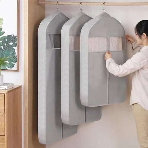 Non Woven Clothing Dust Covers Suit Bag Garment Dress Protector Dust Cover Hanging Pouch Case Organizer Wardrobe Storage Bag