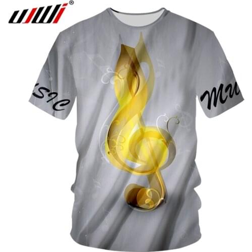 UJWI New 3D Printed Yellow Musical Note O Neck Tshirt Mens Tee Shirt Fashion Man T-shirt Unisex Chinese Style Clothing