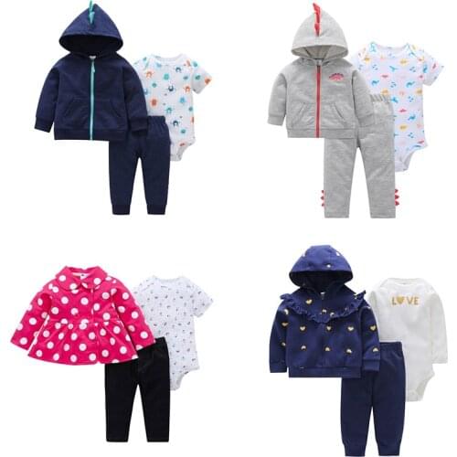 New infant boy girl clothing set kids baby boy girl sweatshirt clothes 3pcs children clothing romper suits hoodies