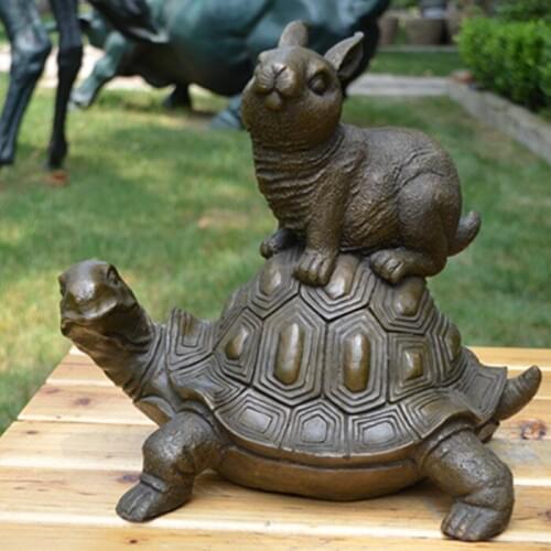 The turtle and the rabbit animal ornaments crafts jewelry gift Home Furnishing lucky students inspirational Feng Shui