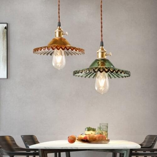 Vintage Retro Nostalgia Old Shanghai Republic Restaurant Bar Cafe Glass Lampshade Pendant Light For Kitchen Living Room Lamp