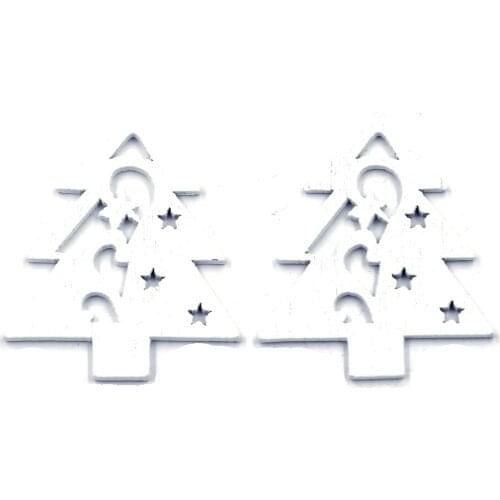 White Hollow Wood Christmas Tree Wooden Sewing Buttons Clothing Scrapbook Crafts Handmade Decoration Accessories 29x34mm