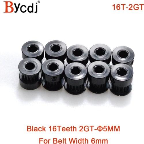Black 16 teeth 2MGT 2GT Timing Pulley Bore 5mm small backlash for 2M GT2 Open Synchronous belt width 6mm 16Teeth 16T VORON