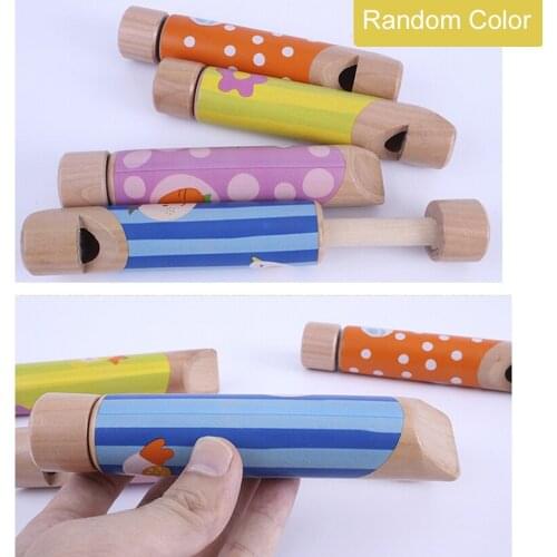 1PCS Wooden Small Piccolo Whistles Sliding Piccolo Baby Musical Instrument Toy Whistling Children Classic Toys