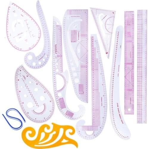 12PCS DIY Multi-function Quilting Seam Sewing Patchwork Drawing Rulers Square Curve Tailor Ruler DIY Hand Quilting Tools