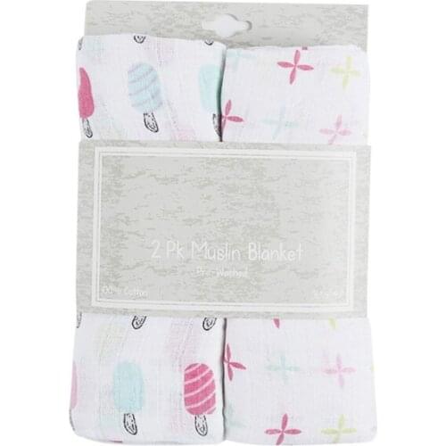 2 Pcs Cotton Baby Blankets Newborn Swaddle Wrap Blanket Sleeping Quilt Bed Cover Q1FE