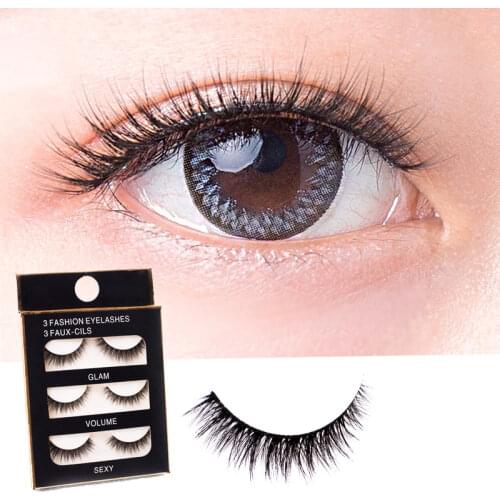 3 Pairs Natural False Eyelashes Fake Lashes Long Makeup 3D Extension Eyelash for Beauty