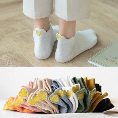 3 Pairs Lot Fashion Socks Women 2021 New Spring Cotton Color Novelty Girls Cute Heart Embroidery Casual Funny Ankle Socks Pack