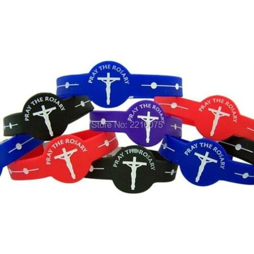 300pcs One Decade Rosary silicone wristband rubber bracelets free shipping by DHL express