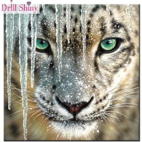 5D DIY diamond embroidery leopard in snow wall arts diamond painting Cross Stitch full square Rhinestone mosaic home decor gift