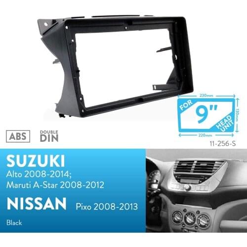 9 inch Car Fascia Radio Panel for SUZUKI Alto 2008-2014 Dash Kit Install Facia Console Bezel Adapter 9inch Plate Trim Cover