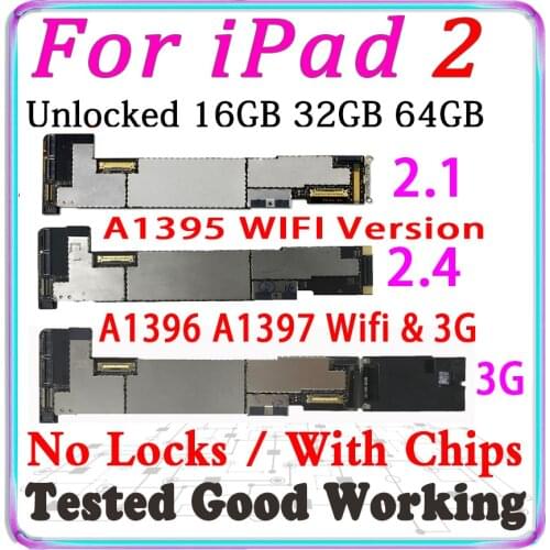 A1396 / A1397 or A1395 Mainboard for ipad 2 Motherboard Full Chips,16GB 32GB Original unlocked for ipad 2 Logic board,No iCloud