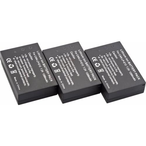 PROBTY 3Pcs LP-E12 LP E12 LPE12 Camera Battery For Canon EOS M M2 100D Kiss X7 Rebel SL1 EOS M EOS M2 EOS 100D DSLR Camera