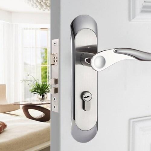 Aluminum Alloy Bedroom Door Lock Door Handle Modern Minimalist Interior Door Lock Handle Lock