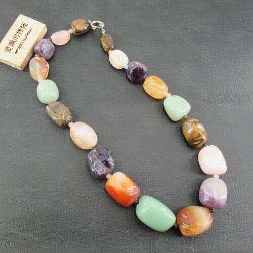 APDGG 19'' Natural Freedom Slice Semi-Stone Nugget Gems Stone Necklace