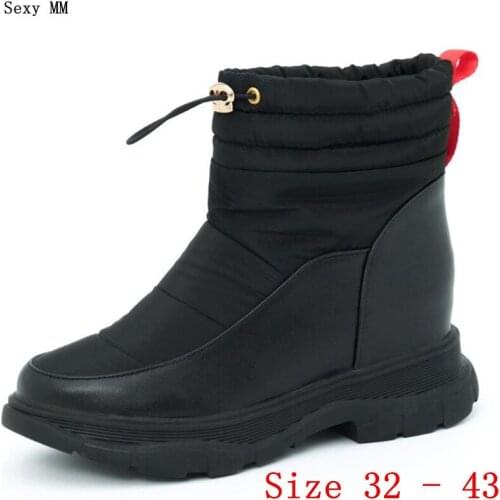 Spring Autumn Winter Platform Flat Shoes Women Snow Ankle Boots Lace Up Woman Short Boots Small Plus Size 32 33 - 40 41 42 43