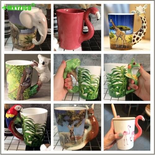 Céramique marque thé tasse éléphant perroquet étudiant thé ensemble peint à la main Animal motif eau tasse bureau bureau