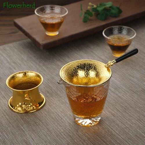 Pure Copper Tea Infuser Tea Filter Kung Fu Tea Set Tea Strainer Copper Strainers Tea Separator Creative Kitchen Accessories