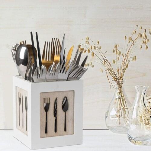 Hot Wooden Utensils Holder Cutlery Kitchen Flatware Cutlery Storage Flatware Caddy Spoons Forks Knifes Chopsticks Organizer