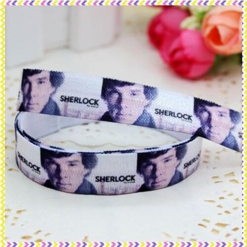 DHK 5/8'' 5yards Fold Over Elastic FOE sherlock printed headband headwear hair band diy decoration OEM Wholesale C380