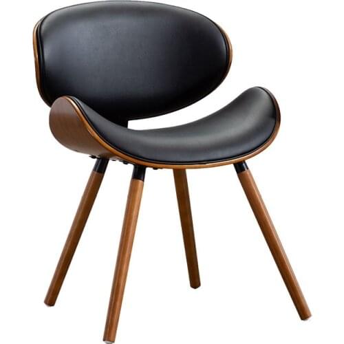 European modern simple luxury chair back, beetle shape small family, space saving practical solid wood leather dining chair