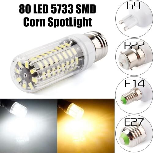 G9 E14 E27 B22 80 LED 5733 SMD Cover Corn Light Lamp Bulb SportLight 220V 110V 5pcs/lot Free Shipping