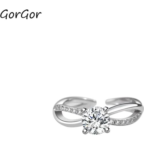 GorGor Rings Women 925 Sterling Pattern Zircon Prong Setting K883 Engagement Gift Simplicity Exquisite Fashion Jewelry K883