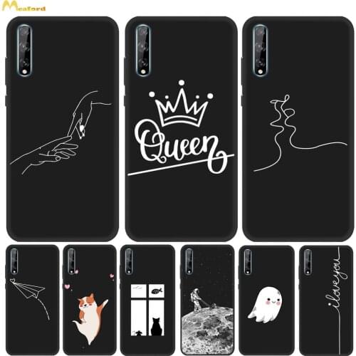HuaweiY8P For Coque Huawei P Smart S Phone Cases For Huawei Y8P AQM-LX1 Cover Black Silicone TPU Prints Queen Husky Ghost Deers