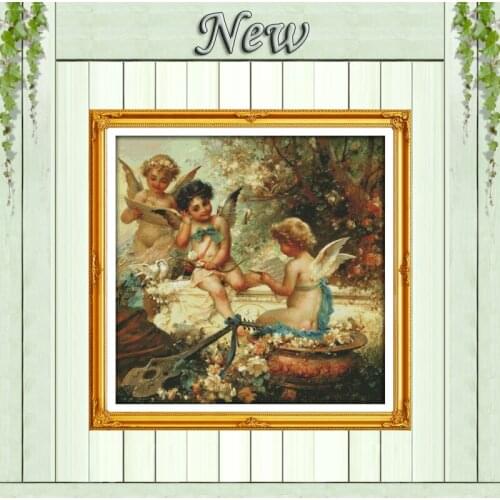 Cherubs in the garden,11CT Counted printed on Canvas DMC 14CT Cross Stitch Embroidery kit,Needlework Set,lovely baby wall Decor