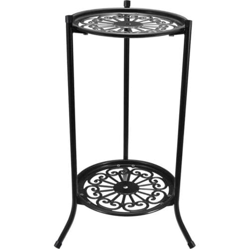 Brackets Plant Tripod Stand Rack 50x23.5cm 50cm Metal Garden Tool Black Indoor Double-layer Flower Holder