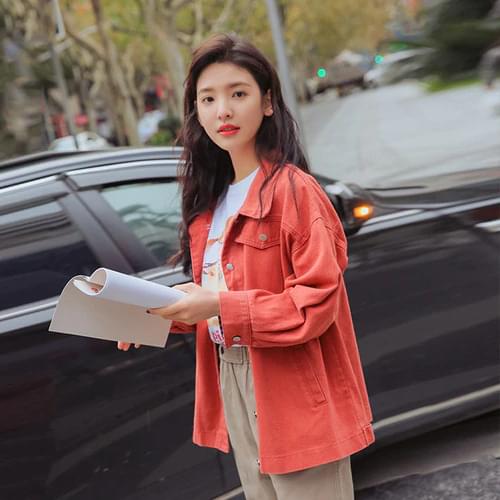 New Korea New College Wind Sweet Pink Denim Jacket Women 2019 Harajuku Lapel Candy Color Jeans Jacket Women Casacos Femininos