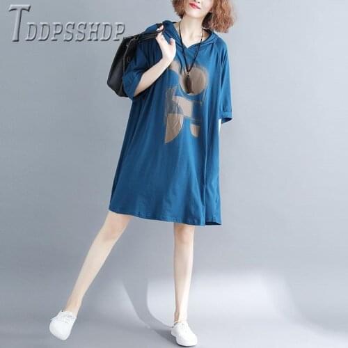 2020 Summer New Korean Loose Women Dress Plus Size Hooded Female Dresses