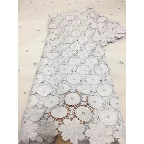 Fashion African Guipure Lace Fabric 2021 High Quality Lace Latest French Cord Lace Fabric With Sequins For Wedding NI5366