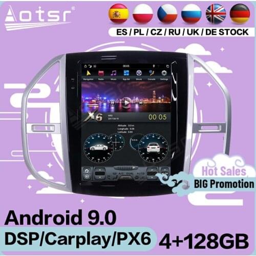 4+128G Tesla Screen Multimedia Stereo Android 9 Player For Mercedes Benz Vito 2016 2017 2018 2019 2020 GPS Audio Radio Head Unit