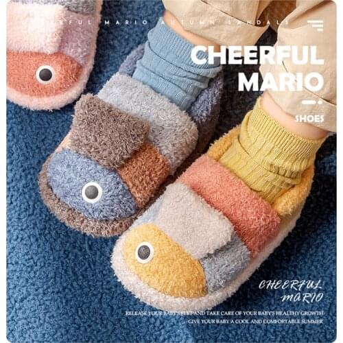 Baby Shoes Anti Slip Winter Children Slippers Indoor Leg Warmers Girls Boy Coral Fleece Footwear Cartoon Newborn First Walker
