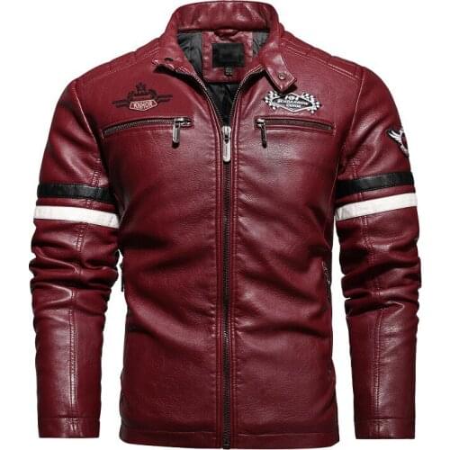 Novel New Motorcycle Biker Mens Leather Jacket High quality Casual PU Coat Embroidery Leather Jacket Men chaqueta cuero hombre