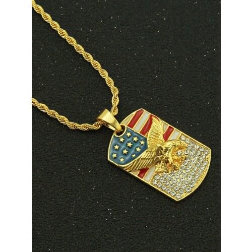 2021 New Fashion Design Western Style Anniversary Gift Popular Hiphop/Rock Square Eagle Pendant Necklaces For Women Man