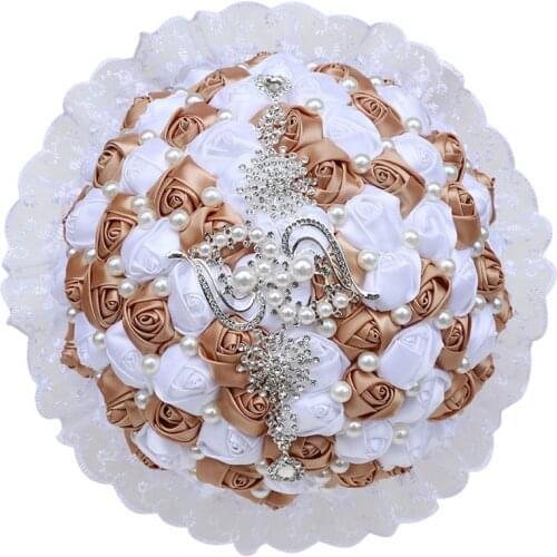 New Hot Sale Bride Bridesmaid Wedding Bouquet Diamond Lace Rose Bud DIY Sister Group Wedding Props Church Decoration W2215