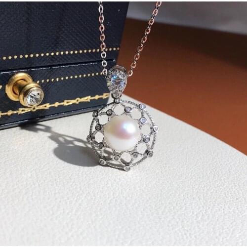 Popular Style 925 Sterling Silver Pendant Base Settings Mountings Findings Parts for Pearl Crystal Jade Agate Beads Stones