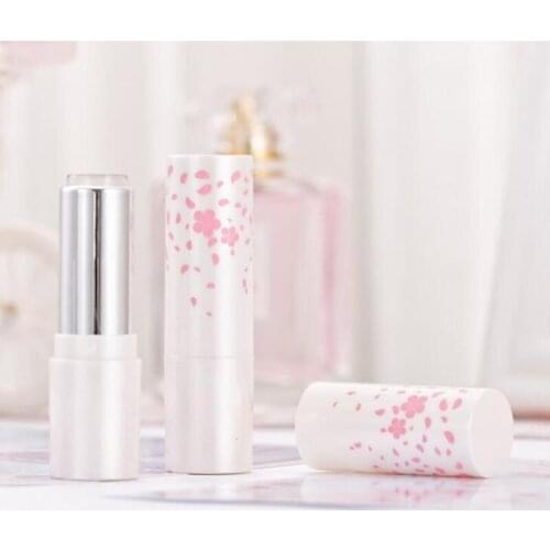 Wholesale 12.1MM Empty Lipstick Bottles Lipstick Tubes Lipgloss Tubes Lip Glaze Bottles Pink Flowers White Round Tubes Packing