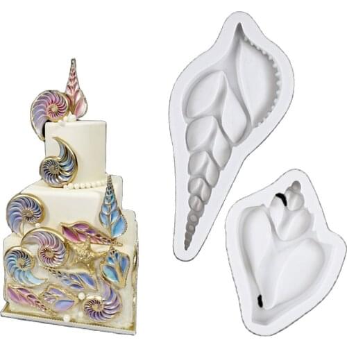 Sea Conch Cake Border Silicone Molds Cupcake Topper Fondant Decorating Tools Baking Candy Clay Chocolate Gumpaste Mould K633