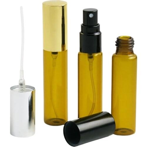 12 x 5ml 10ml Portable Amber Refillable Atomizer Glass spray bottle 1/3oz 1/6oz Fragrance Perfume Scent Fine Mist Containers